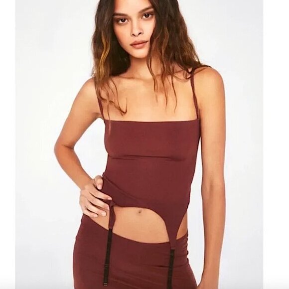 MIAOU Phoenix Strappy Top and Garters Set Cinnamon Brown Revolve NEW WITHOUT TAG - Picture 2 of 14